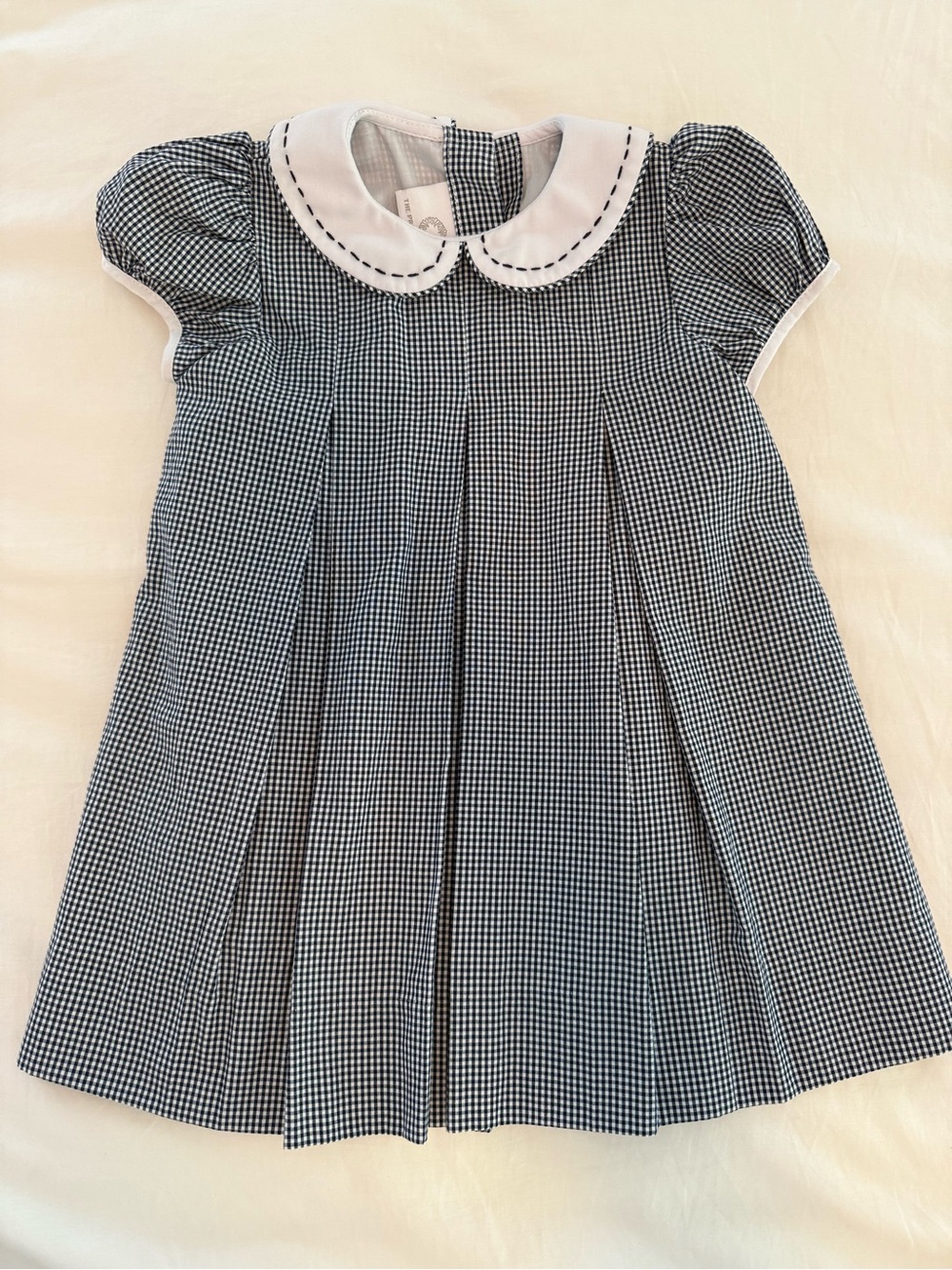 The Proper Peony Navy Gingham Peter Pan Collar Dress. Size 2T.
